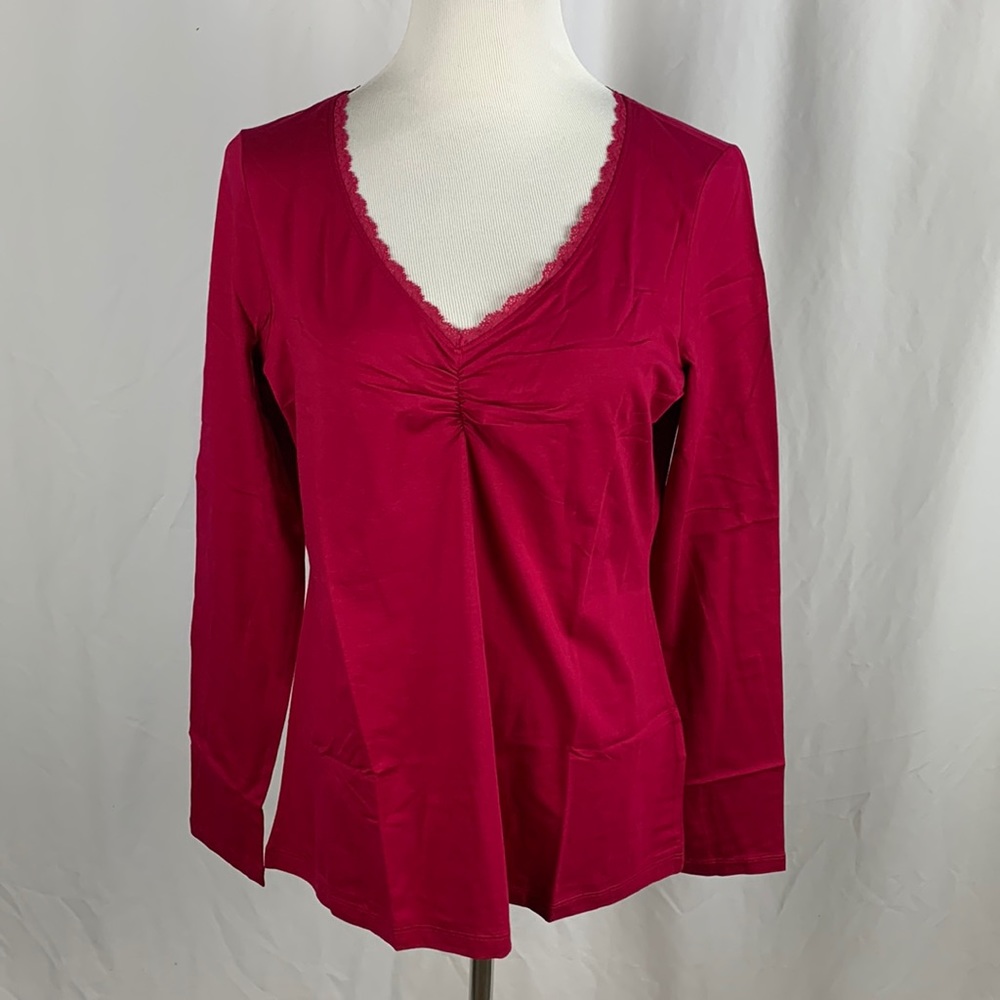 NWT Lands’ End Long Sleeve Lace Trim Knit Top